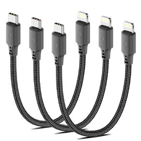 1.5ft USBC to Lightning Cable for iPhone, [MFi Certified] 3Pack Braided Short Type C to Lightning Cable PD Fast Charging 1.5FT USB C iPhone Charger Cord for iPhone 14/13/12/11Pro/X/XR/8/7/6s/Plus/iPad