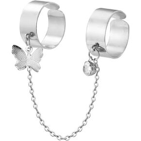 coadipress Punk Chain Open Cuff Finger Rings for Men Women Adjustable Hip Hop Vintage Gothic Stackable Statement Knuckle Ring Link Multiple Chain Ring Party Jewelry
