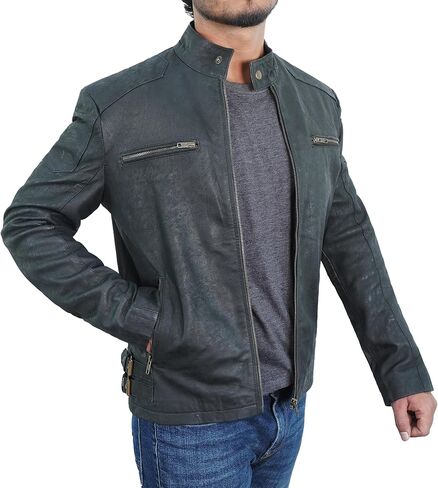 سترة جلدية من STOREJEES Snuff للرجال - سترة من جلد الغزال بتصميم كلاسيكي للرجال ملابس خارجية للرجال من جلد الغزال in Kuwait