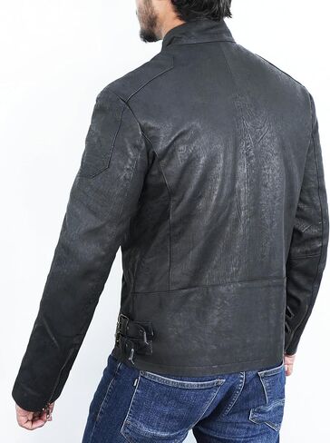 سترة جلدية من STOREJEES Snuff للرجال - سترة من جلد الغزال بتصميم كلاسيكي للرجال ملابس خارجية للرجال من جلد الغزال in Kuwait