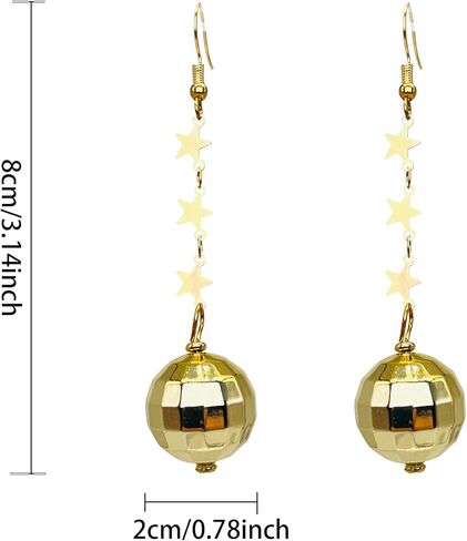 أقراط ديسكو الكرة 60'S 70'S ديسكو بانك أقراط للنساء مجوهرات للبنات in Kuwait