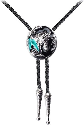 Doitby Western Bolo Tie Vintage Cross Shield Pattern Leather Braided Cowboy Necktie Bolo Tie for Men Women in Kuwait