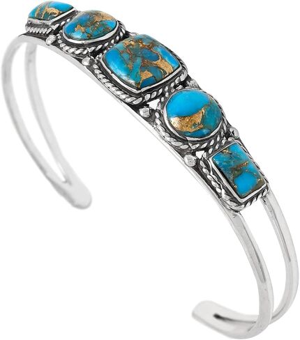 Turquoise Bracelet Sterling Silver 925 Genuine Turquoise Cuff Bracelet in Saudi Arabia