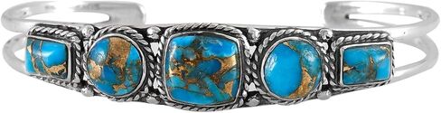 Turquoise Bracelet Sterling Silver 925 Genuine Turquoise Cuff Bracelet in Saudi Arabia