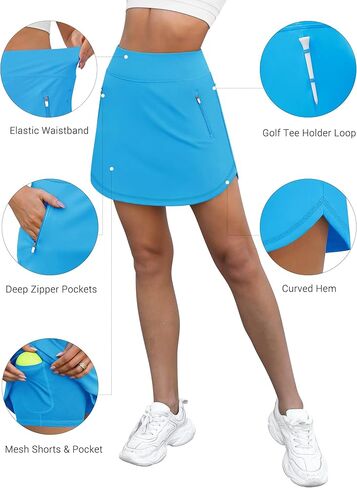 LouKeith Golf Skirts for Women Tennis Skirt with Zipper Pockets High Waisted Running Casual Athletic Skorts Built-in Shorts in Kuwait