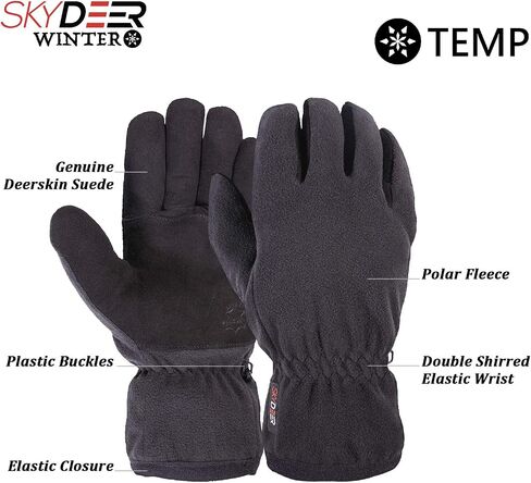 SKYDEER Premium Genuine Deerskin Suede Leather Winter Gloves, Thermal Insulated for Cold Weather in Saudi Arabia