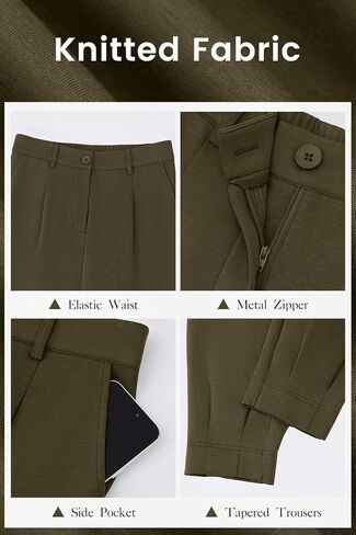 CFLONGE Women's Summer High Waisted Pants for Women 2024 Casual Ankle Length Pant for Work Office Trouser Slacks with Pockets in Saudi Arabia