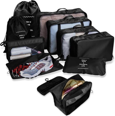 Alaskas Business - 10 Set Packing Cubes and Travel Organizers Best Packing Cubes for Luggage, Bags, Cube Storage Organizer (Pink) in Saudi Arabia