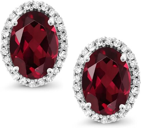 Gem Stone King 10K White Gold Purple Amethyst and White Diamond Halo Earrings For Women (1.84 Cttw, Gemstone Birthstone, Oval Checkerboard Cut 7X5MM) in Saudi Arabia