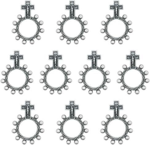 Ten Pack of Decade Rosary Rings | Metalic Rings - Copper, Silver-Tone, or Gold-Tone | Great Catholic Gift for First Holy Communion or Confirmation in Saudi Arabia