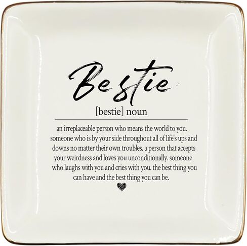 WODMIS 244-Hh-Ssp Friendship Friend Gifts Ceramic Jewelry Tray Dish, Best Friends Forever Bff Jewelry Plate Ring Trinket Dish, Graduation Friendship Gifts For Women Friends Female Birthday Christmas in Kuwait