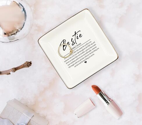 WODMIS 244-Hh-Ssp Friendship Friend Gifts Ceramic Jewelry Tray Dish, Best Friends Forever Bff Jewelry Plate Ring Trinket Dish, Graduation Friendship Gifts For Women Friends Female Birthday Christmas in Kuwait