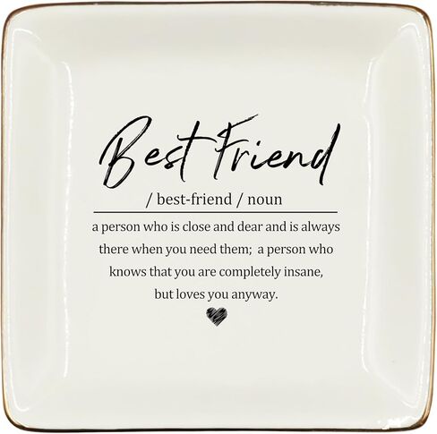 WODMIS 244-Hh-Ssp Friendship Friend Gifts Ceramic Jewelry Tray Dish, Best Friends Forever Bff Jewelry Plate Ring Trinket Dish, Graduation Friendship Gifts For Women Friends Female Birthday Christmas in Kuwait