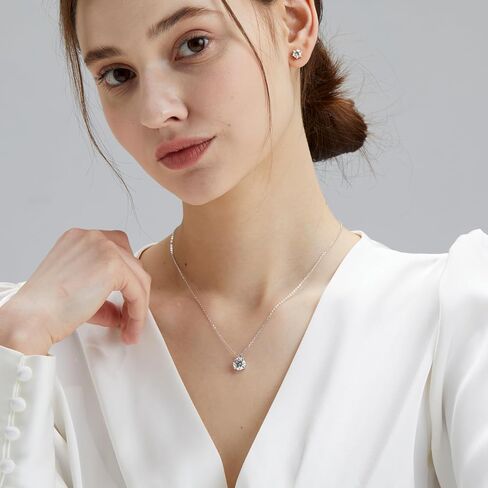 KRKC&CO Moissanite Necklace for Women, Sterling Silver Lab Created Solitaire Diamond Pendant for Her, 4-Prong, GRA Certificate, Gift for Anniversary, Birthday, Wedding - to Wife, Mom, 0.5/1/2/3/4CT White Gold Plated Silver Jewelry in Saudi Arabia