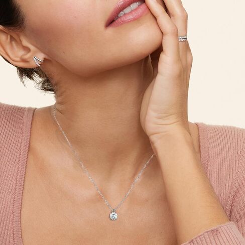 KRKC&CO Moissanite Necklace for Women, Sterling Silver Lab Created Solitaire Diamond Pendant for Her, 4-Prong, GRA Certificate, Gift for Anniversary, Birthday, Wedding - to Wife, Mom, 0.5/1/2/3/4CT White Gold Plated Silver Jewelry in Saudi Arabia