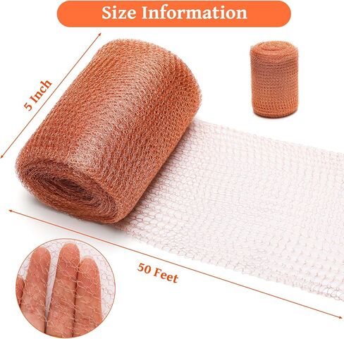 Copper Mesh Roll Coolrunner 5 Inch X 32 Feet Copper Mesh Rodent Control, Copper Wire Mesh Sturdy and Durable, Copper Fill Fabric Perfect for Hole Blocking, Gardens and Houses (Gold, 5in x 50ft) in Saudi Arabia