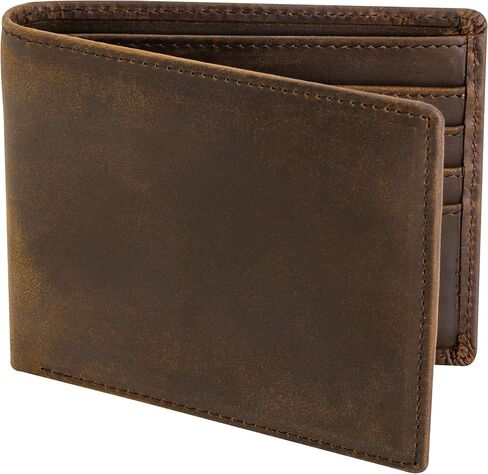 Top Grain Leather Wallet for Men | Ultra Strong Stitching | Handcrafted Argentinian Leather | RFID Blocking | Slim and Stylish Bifold Wallet with Center Flap ID Window | Extra Capacity Billfold with 14 Card Slots in Saudi Arabia