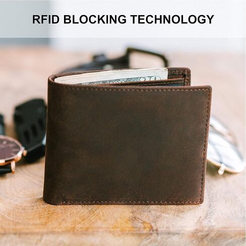 Top Grain Leather Wallet for Men | Ultra Strong Stitching | Handcrafted Argentinian Leather | RFID Blocking | Slim and Stylish Bifold Wallet with Center Flap ID Window | Extra Capacity Billfold with 14 Card Slots in Saudi Arabia