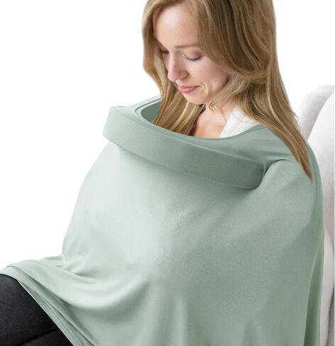 أغطية رضاعة من ميرمور للرضاعة الطبيعية، أغطية رضاعة ناعمة ومسامية للخصوصية، معطف رضاعة كامل 360 درجة للطفل والأم مع خط عنق قابل للإزالة (وردي) in Kuwait