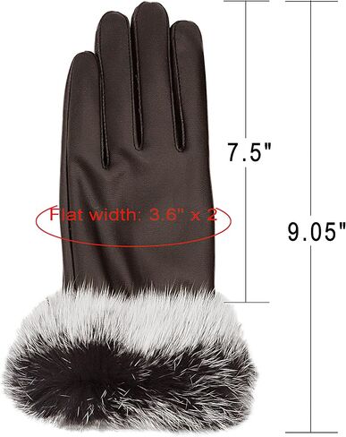 قفازات نسائية شتوية من الجلد الصناعي تعمل باللمس من Lovful مع أطراف أكمام من الفرو in Kuwait