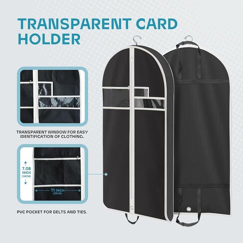 Lazebox 3 packs Garment Bag for Closet Storage and Travel with Zipper Pocket, Heavy Duty Waterproof Hanging Suit Bag with Handles for Suits, Coats, Jackets, Shirts in Kuwait