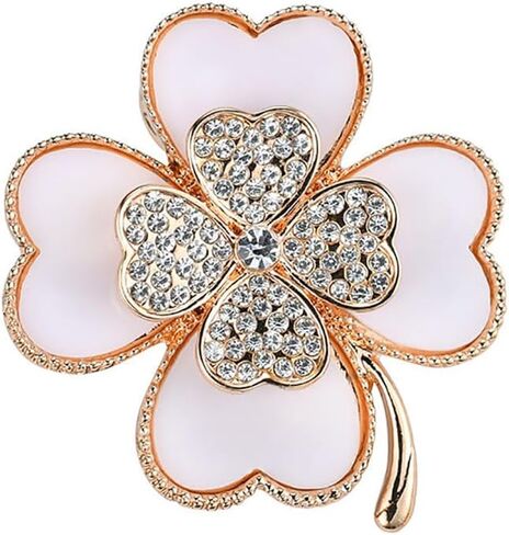 Kokoma CZ Clover Brooch Pin for Women Girls Rhinestone Four Leaf Lapel Pins Irish Shamrock Badge Corsage Brooches Cloth Dress Accessories for St Patrick's Day in Saudi Arabia