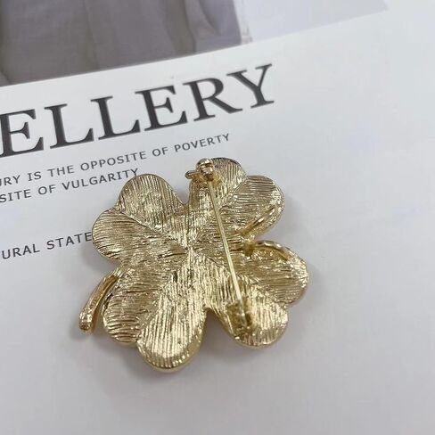 Kokoma CZ Clover Brooch Pin for Women Girls Rhinestone Four Leaf Lapel Pins Irish Shamrock Badge Corsage Brooches Cloth Dress Accessories for St Patrick's Day in Saudi Arabia