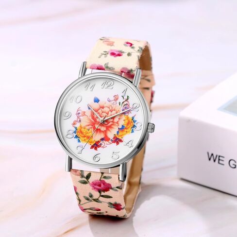 Avaner Women's Leather Wrist Watches Boho Floral Printed Analog Quartz Watches in Kuwait