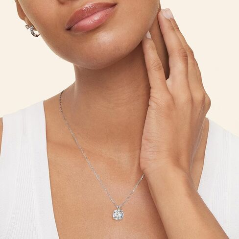 KRKC&CO Moissanite Necklace for Women, Sterling Silver Lab Created Solitaire Diamond Pendant for Her, 4-Prong, GRA Certificate, Gift for Anniversary, Birthday, Wedding - to Wife, Mom, 0.5/1/2/3/4CT White Gold Plated Silver Jewelry in Saudi Arabia