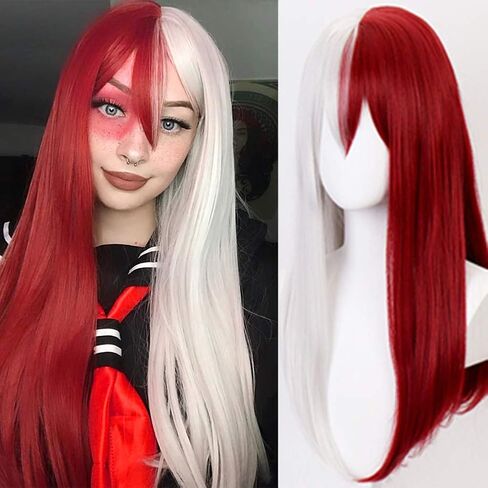 Kaneles White and Black Curly Women Wigs Long Wave Hair for Halloween Cosplay Costume Synthetic Ombre Wigs in Saudi Arabia