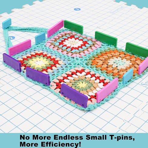 Svartur Crochet Blocking Pin Kit, with 20 Knit Blocking Combs &100 T-Pins and Tin Case, Rainbow Knitting Block Pins for Blocking Mats, Multicolor in Kuwait