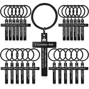 Loetere 45 Pcs Christian Cross Keychain Bulk 15 Styles Bible Verse Keychain Stainless Steel Religious Key Rings Christian Inspirational Gifts for Women Men Christmas Easter Baptism