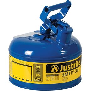 Justrite 2 Gallon Type I Green Safety Can for Oil with Flame Arrester and Self-Closing Lid, Made in the USA, Galvanized Steel Flammable Storage Can, 7120400