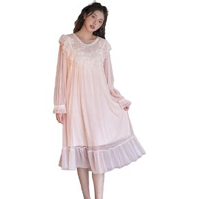 Women's Vintage Lace Collar Victorian Nightgown Princess Sleepwear Dress