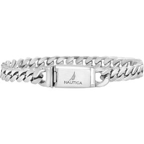 Nautica Men’s Bracelet—Oxidized Stainless Steel Curb Link Chain Bracelet for Women and Men