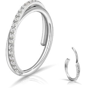 PIERCINGBOY 16G 10mm Cartilage Earring Hoop 316L Surgical Steel Hinged Septum Clicker Ring Tragus Helix Daith Conch Rook Piercing Jewelry