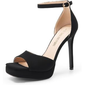 DREAM PAIRS المرأة Stiletto الكعب العالي منصة الكاحل حزام مربع مفتوح اصبع القدم فستان مثير الصنادل