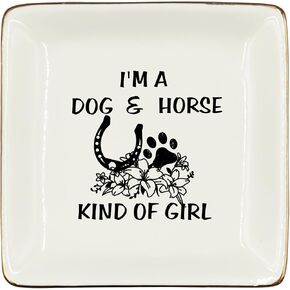 Horse Girl Gifts Ceramic Jewelry Tray Dish, Life is Better in the Saddle Jewelry Plate Ring Trinket Dish, Rustic Floral Horse Gifts for Horse Lovers Women Girls Cowgirl Equestrian Gifts 296