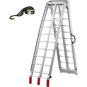LEMNISCATE Motorcycle Ramps for Pickup Trucks, 7.5 FT Aluminum Portable Ramps, Folding Ramp with Load Straps for Trailers, Lawn Mower, Cargo, Van, ATV/UTV, 1500LBS Capacity, 89" L x 12" W, 2pcs