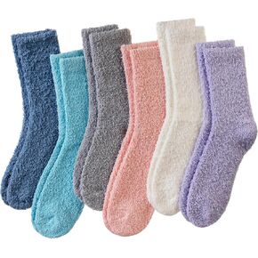 Velice Womens Fuzzy Socks Soft Cozy Fluffy Slipper Winter Socks Warm Plush Sleeping Christmas Socks 6 Pairs
