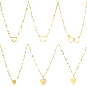 NEWITIN 6 Pieces 14K Gold Necklaces for Women Chain Chokers Necklaces Cross Necklace Bow Necklace Pearl Necklace Gold Layered Necklace for Women Girls
