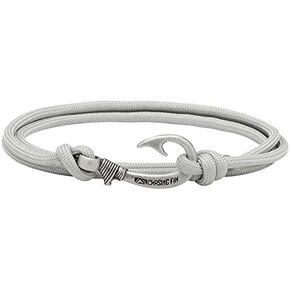 Chasing Fin Fish Hook Pendant Bracelet - Cool 30-Inch Military-Grade 550 Paracord Bracelet & Anklet - Adjustable Size, 100% Nylon Nautical & Fishing Accessory - J-Hook Pendant, Pewter - Abyss