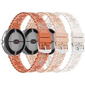 VOMA Lace & Air Hole Silicone Band Compatible with Google Pixel Watch 2 2023/ Pixel Watch 2022, Brethable Hollowed-out Sport Band Soft Replacement Strap Wristband for Women Men