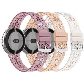سوار سيليكون من الدانتيل وفتحة الهواء من VOMA متوافق مع ساعة Google Pixel 2 2023/ Pixel Watch 2022، سوار رياضي مجوف قابل للتنفس وحزام معصم بديل ناعم للنساء والرجال