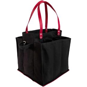 CapaBunga Farmer's Market Tote Shopping Bags with Handles - 7 Pocket Large Utility Tote Bag - Heavy Duty Canvas Utility Bag with Vegan Leather Base - Reusable Tote Bag - Natural Grocery Bag