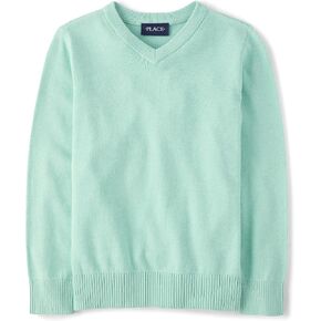 The Children's Place Boys' Long Sleeve V-Neck Sweater, Whirlwind Blue, XX-Large