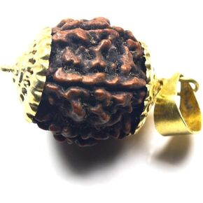Brand Real Eight Mukhi 8 Face Rudraksha Pendant Prayer Bead Gold Plated Locket for Chakra Healing
