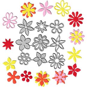 6pcs 3D Flowers Cutting Dies, 3D Floral Daisy Flower Die Cuts Metal Embossing Stencils Template Mould for Card Scrapbooking and DIY Craft Album Paper Card Decor