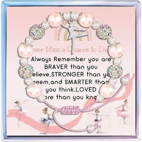 MollyQueen Dance Recital Gifts for Girls，Dance Bracelet Dancer Gifts，Pink Ballet Dance Bracelet Jewelry，Dance Lovers Gift，Dance Inspirational Gifts Never Miss a Chance to Dance