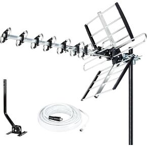 Five Star HDTV Antenna 2024 Newest Version VHF/UHF 4K 200 Miles Range with Antenna Splitter Support 4 Tvs & 40ft RG6 Cable, ATSC 3.0 Ready, Mounting Hardware Included